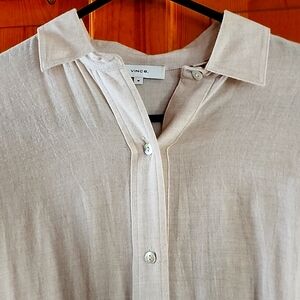 Tan Button Up Dress With Front Pockets Nwot...never Worn